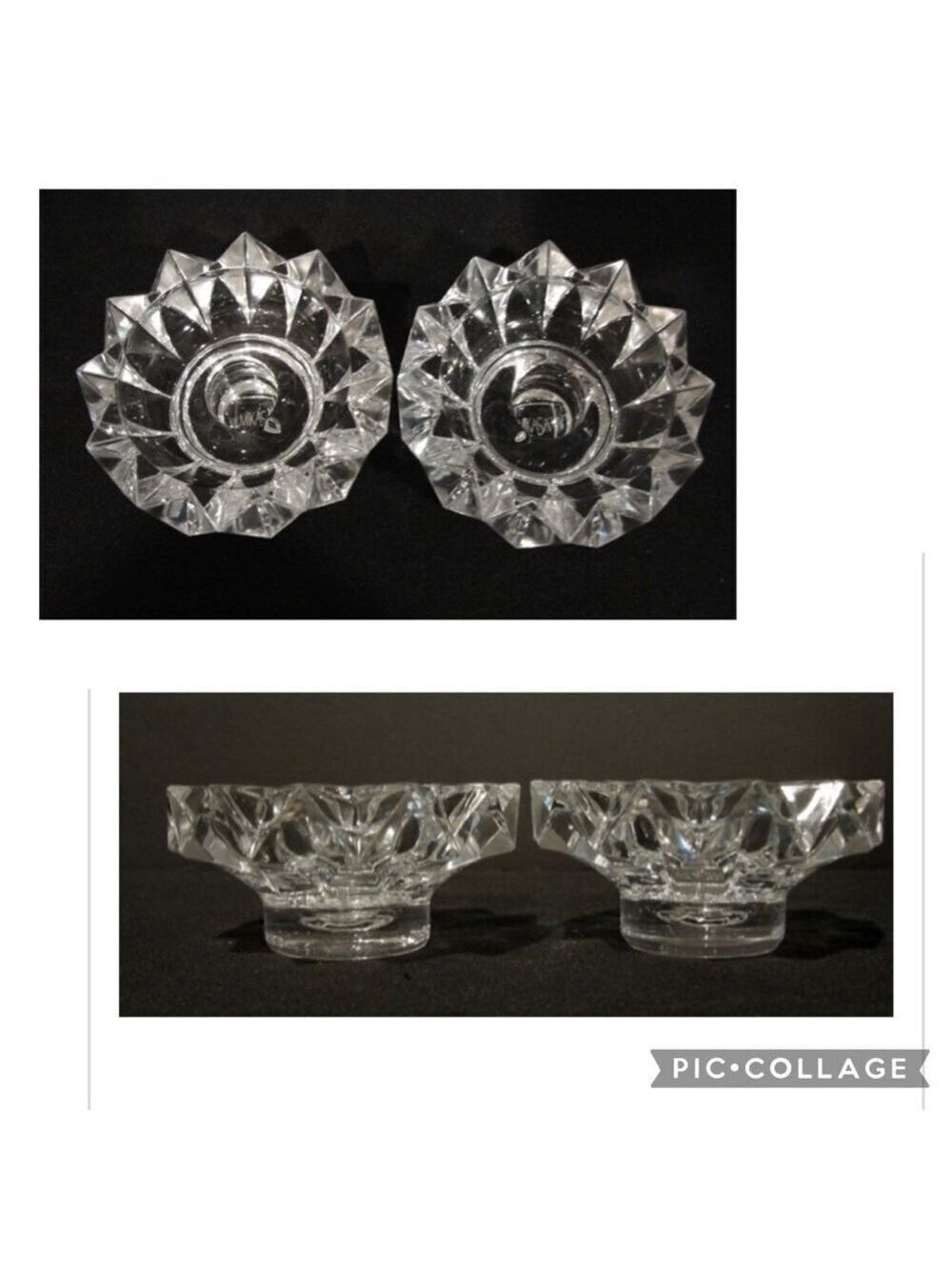 Mikasa Excelsior Crystal Candleholders Pair Taper Pillar Wedding